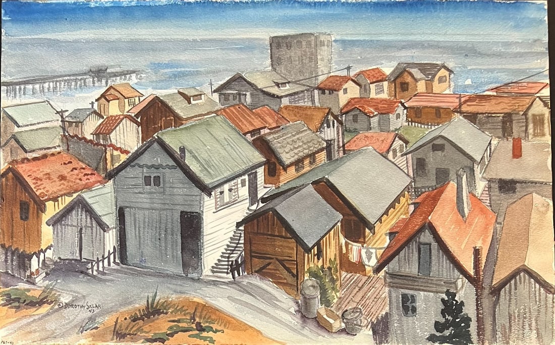 Dorothy Sklar Watercolor painting Hermosa Beach, CA 1943 (1 of 11)