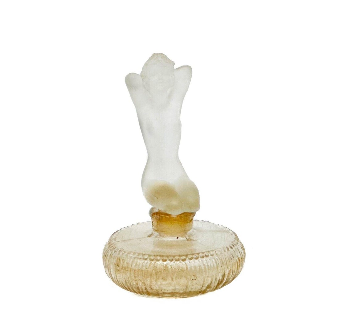 Isadora Paris Art Deco Frosted Glass Perfume Bottle Frosted Figural Nude Stopper (1 of 6)