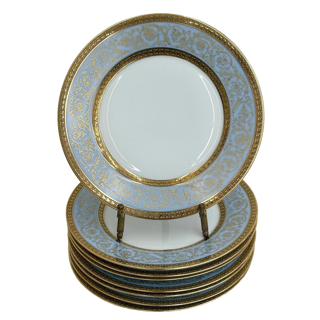 8 Ch Field Haviland Limoges France Porcelain Dessert Plates Edith Blue c1920 (1 of 6)