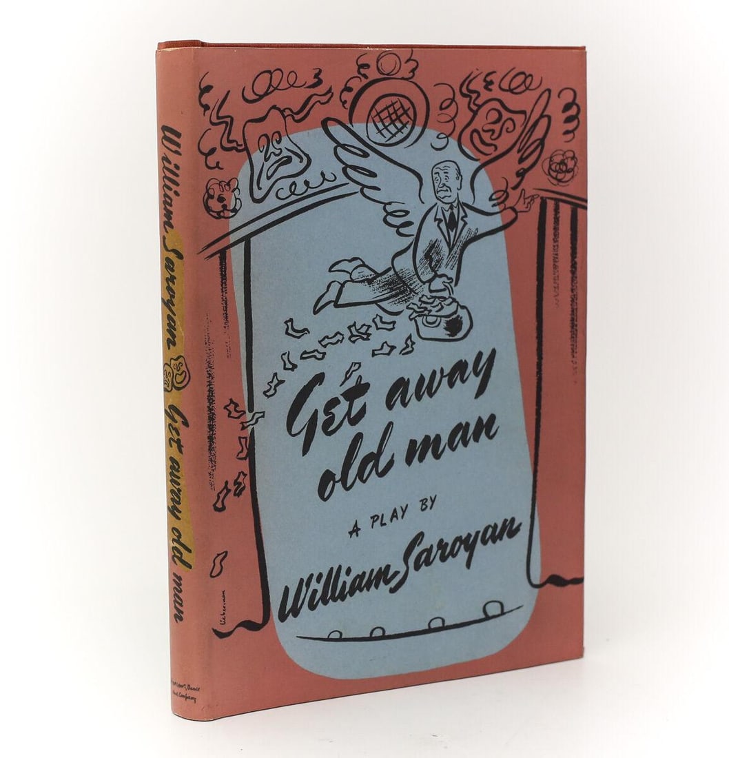 William Saroyan Get Away Old Man 1944 1st Ed DJ Estate of Jerry Wald: Saroyan , William 'Get Away Old Man'. Harcourt, Brace & Company, New York, 1944. 1st Edition Hardback Book with red cloth boards, black lettering & dust jacket. 103pp. From the estate of Beverly Hills