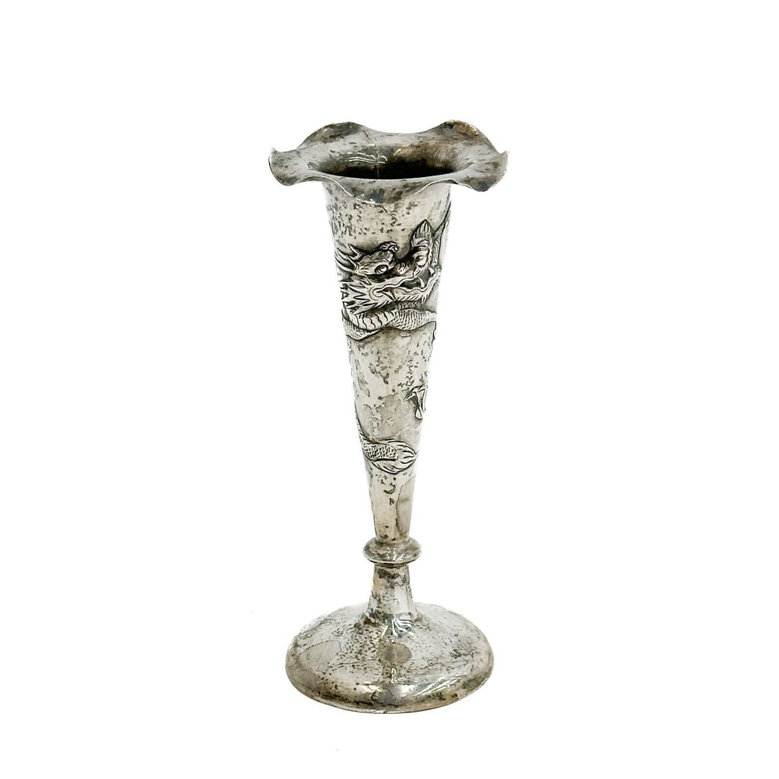 Chinese Sterling Silver Dragon Bud Vase early 20th century (1 of 7)