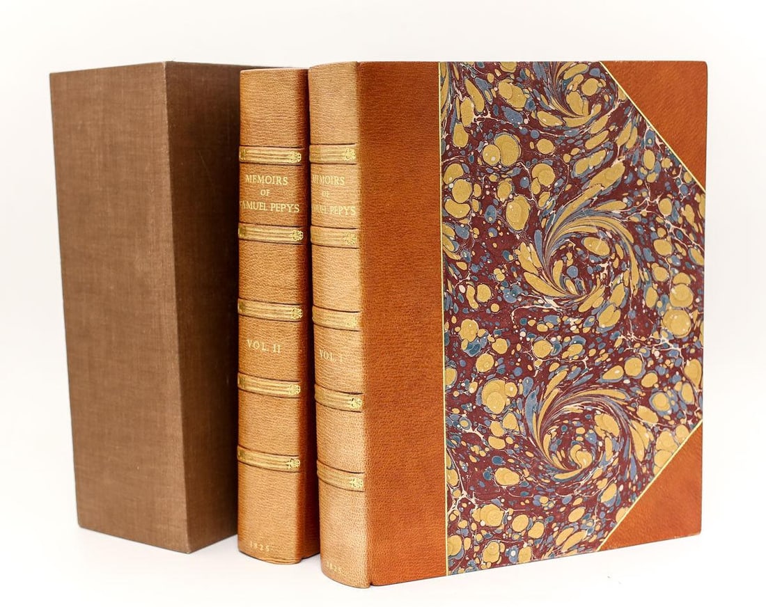 Samuel Pepys 'Memoirs of Samuel Pepys, ESQ. F.R.S. 1825, 2 vol with slipcase (1 of 8)