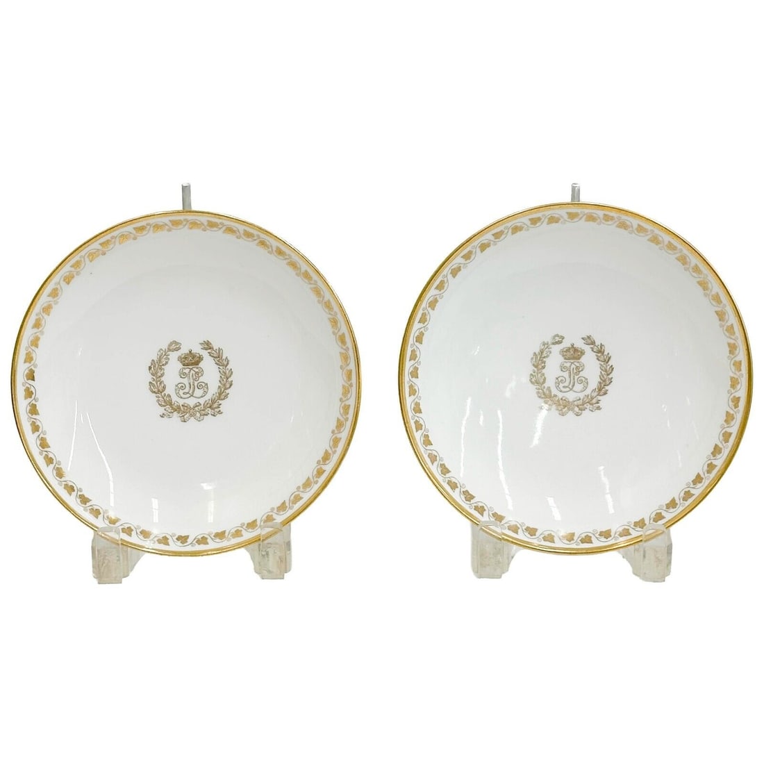 Pair Manufacture de Sevres Gilt Porcelain 7 inch Plates 1836 / 1840 (1 of 7)