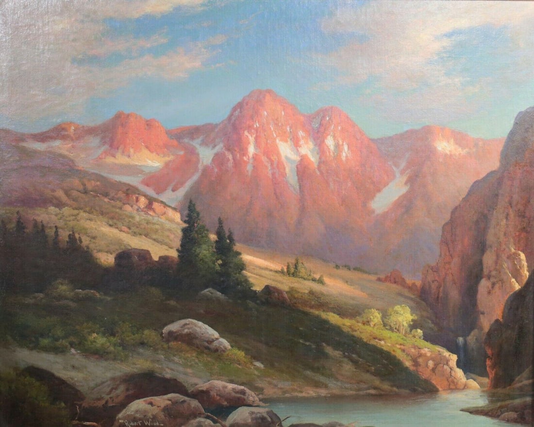 Robert William Wood (1889 - 1979) Oil painting stunning Mountainous landscape (1 of 6)