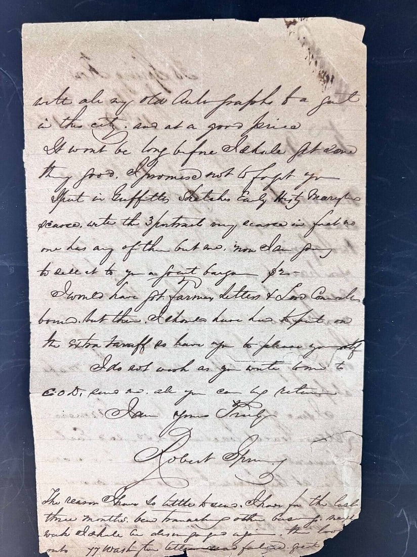 Robert Spring Forger Handwritten autographed letter 1863 Baltimore MD (1 of 4)
