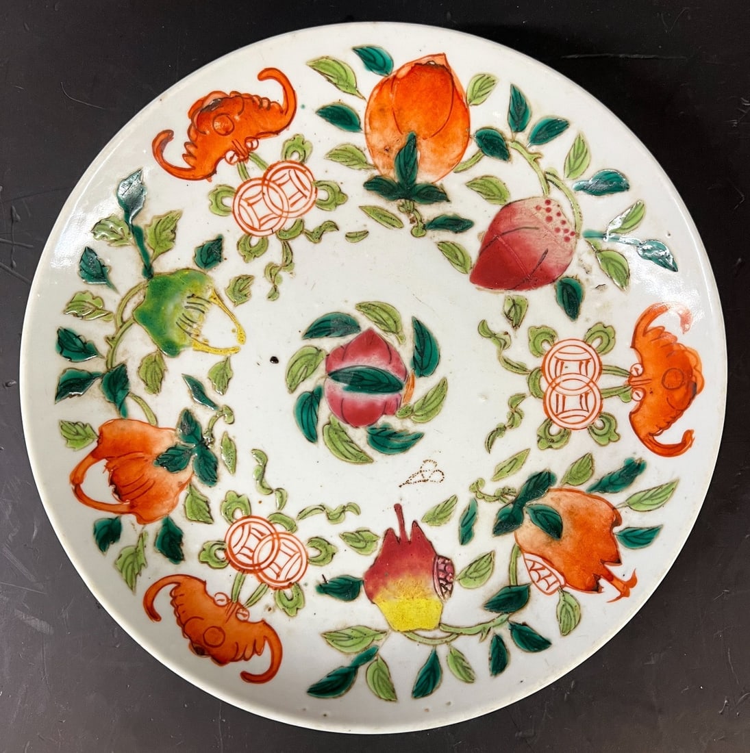 Chinese Famille Rose Plate lucky bats and fruit Republic Period (1 of 6)