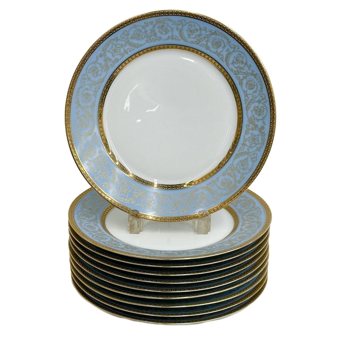 10 Ch Field Haviland Limoges France Porcelain Dinner Plates Edith Blue c1920 (1 of 6)