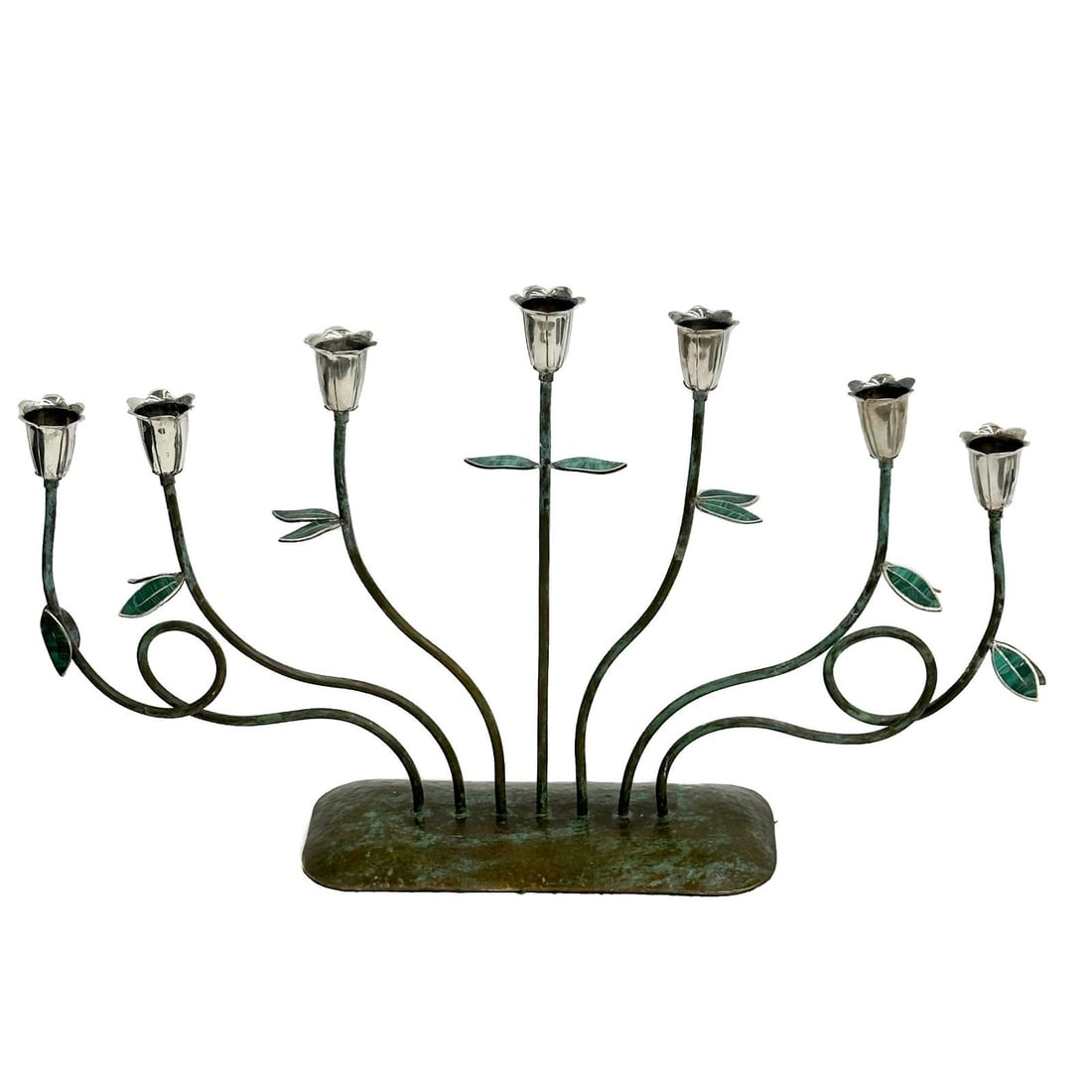 Emilia Castillo 925 Silver & Patinated Bronze Malachite Candelabra or Menorah (1 of 7)