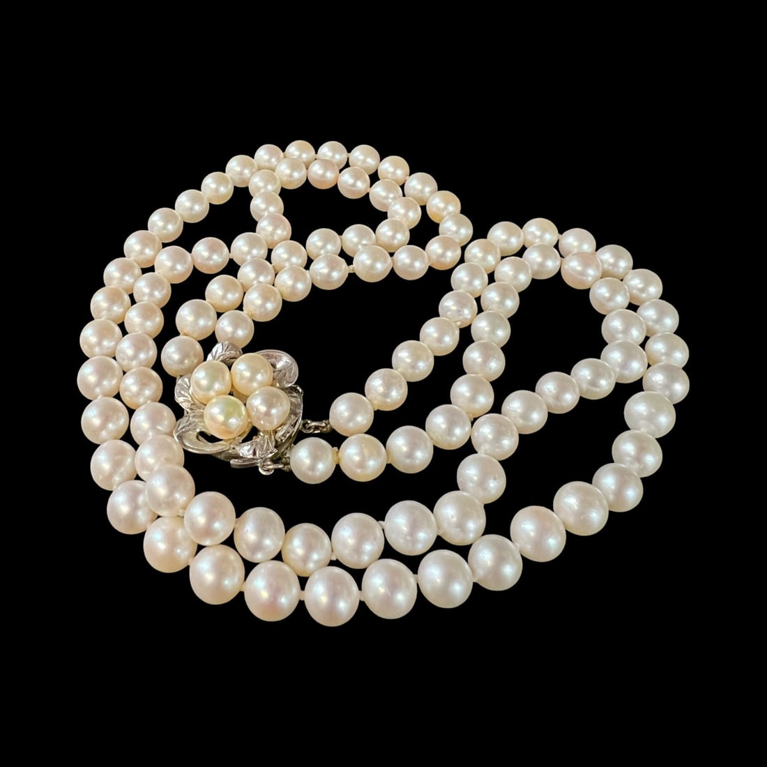 Vintage Double strand Cultured Pearl Necklace 15.5 inc (1 of 14)