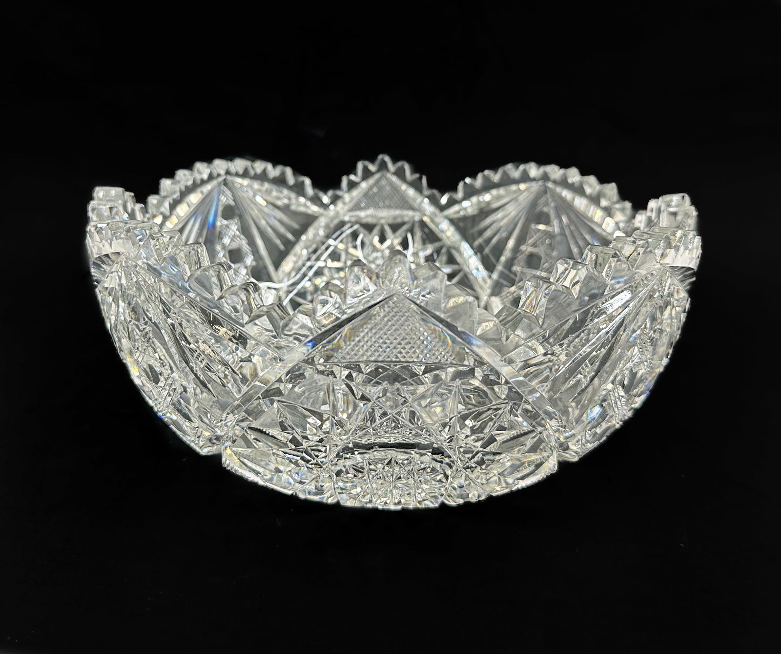 American Brilliant Cut 8.125 inch Glass Bowl (1 of 9)