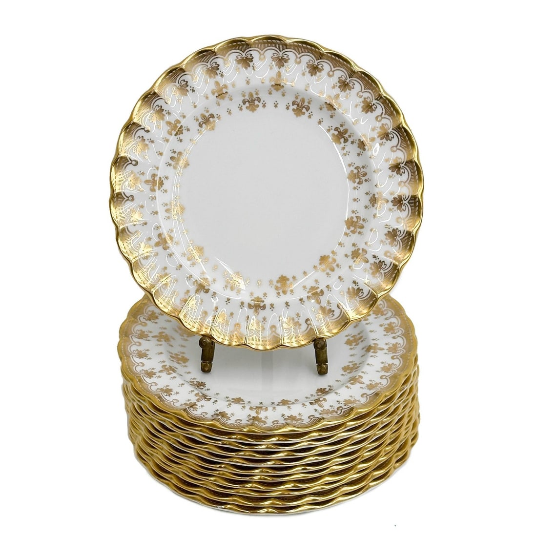 12 Spode England Gilt Porcelain Bread Plates in Fleur de Lys Y8063 (1 of 6)
