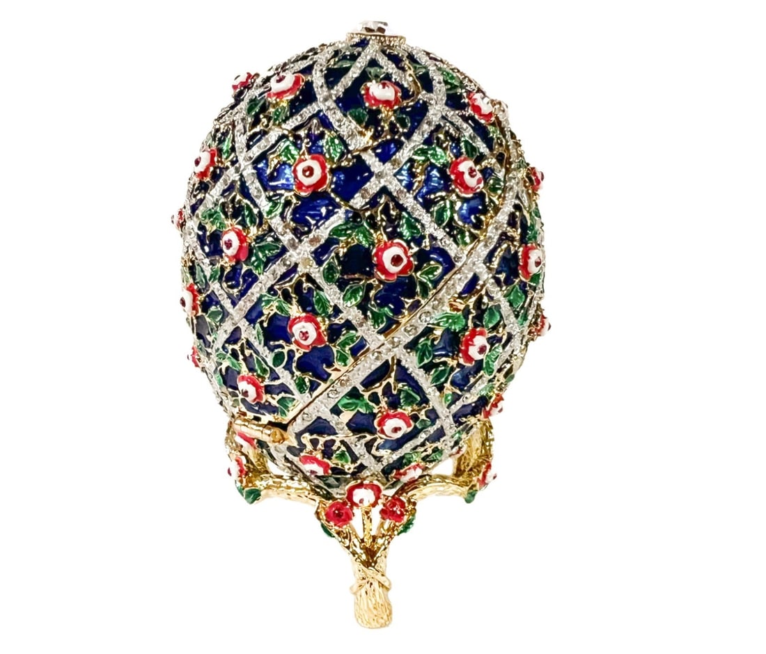 Vintage Rucinni Swarovski Crystal Rose Trellis Egg (1 of 13)