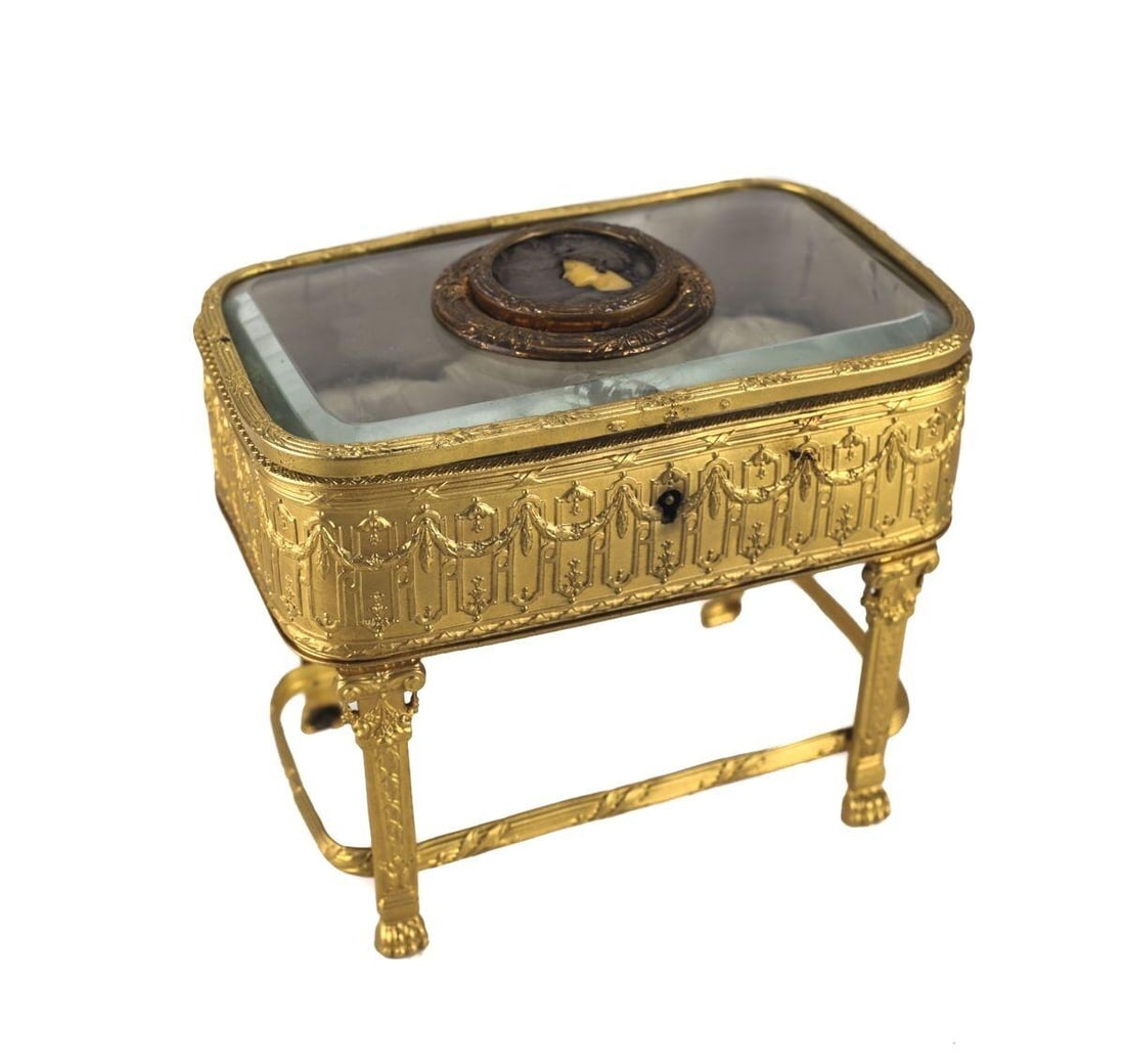 Continental Gilt Bronze Footed Dresser Casket Box Crepuscule A. Bazgas 19th Cent (1 of 7)