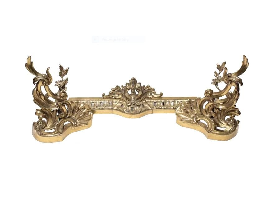 3 Piece French Gilt Bronze Chenet Andiron, 19th Century, Foliate Scroll Accents (1 of 4)