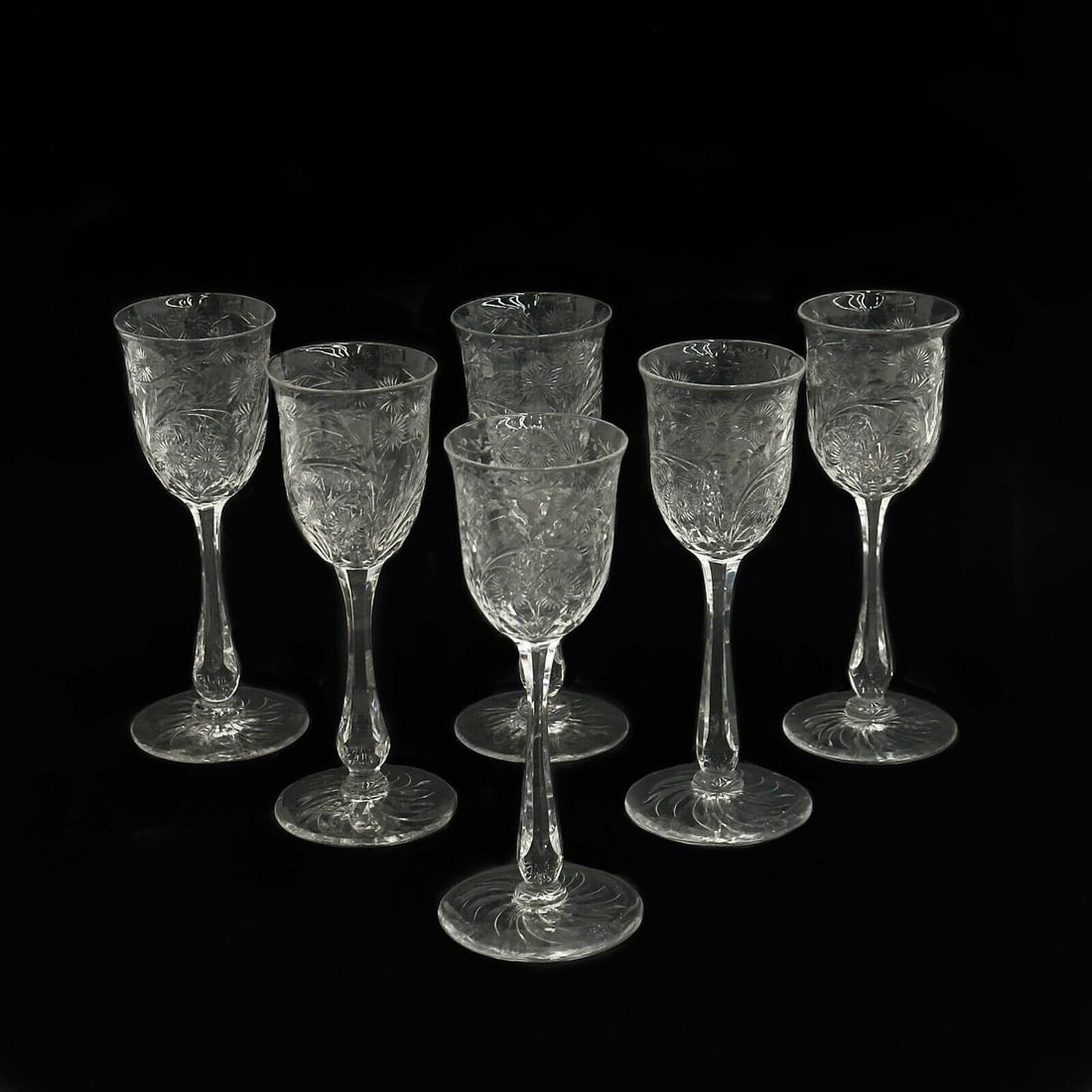 6 Seneca Engraved Sherry Glasses Cut 857 (1 of 3)