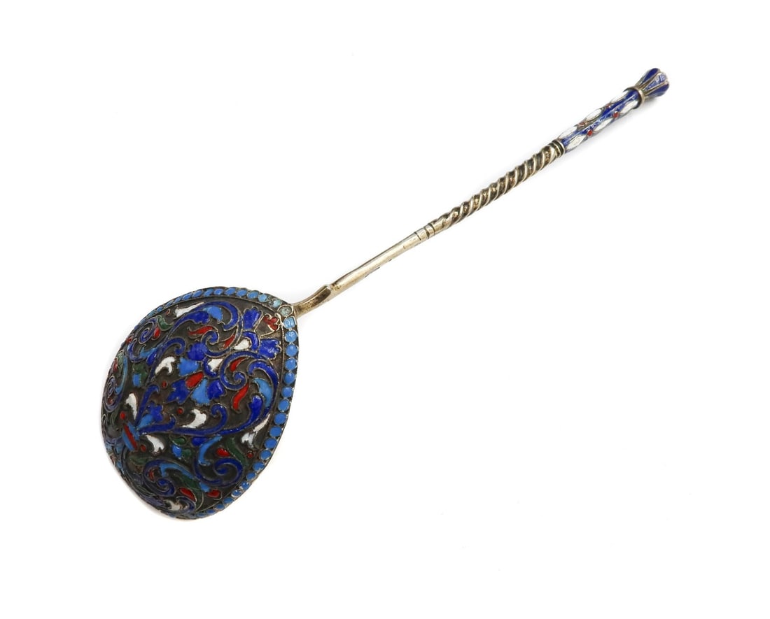 Russian 84 Gilt Silver and Cloisonne Enamel Spoon 2nd Kokoshnick 1908-1926 (1 of 10)