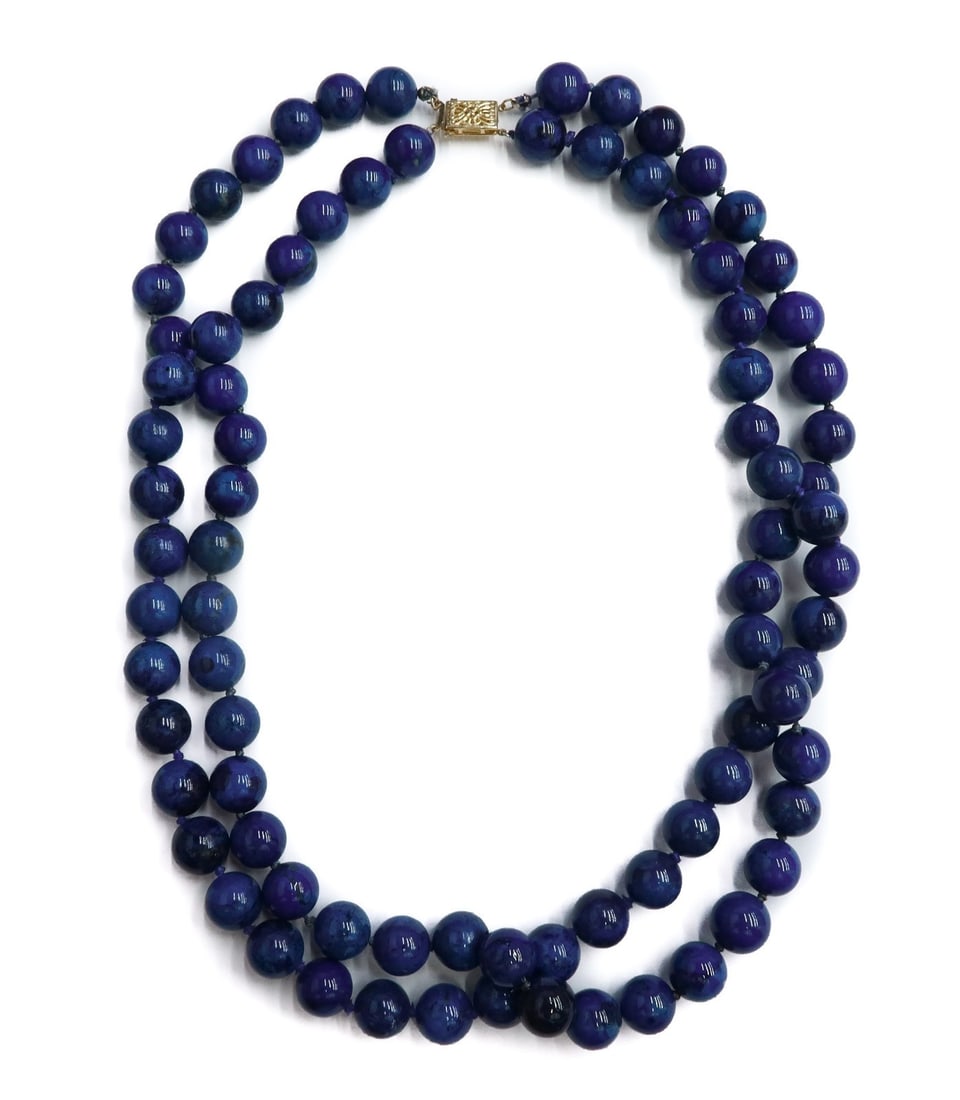 14k Yellow Gold and Lapis Lazuli Double Strand Necklace (1 of 10)