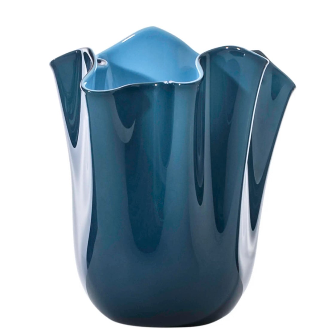 Venini Fazzoletto Handkerchief Glass Vase Fulvio Bianconi Blue & Aqua with Box (1 of 10)