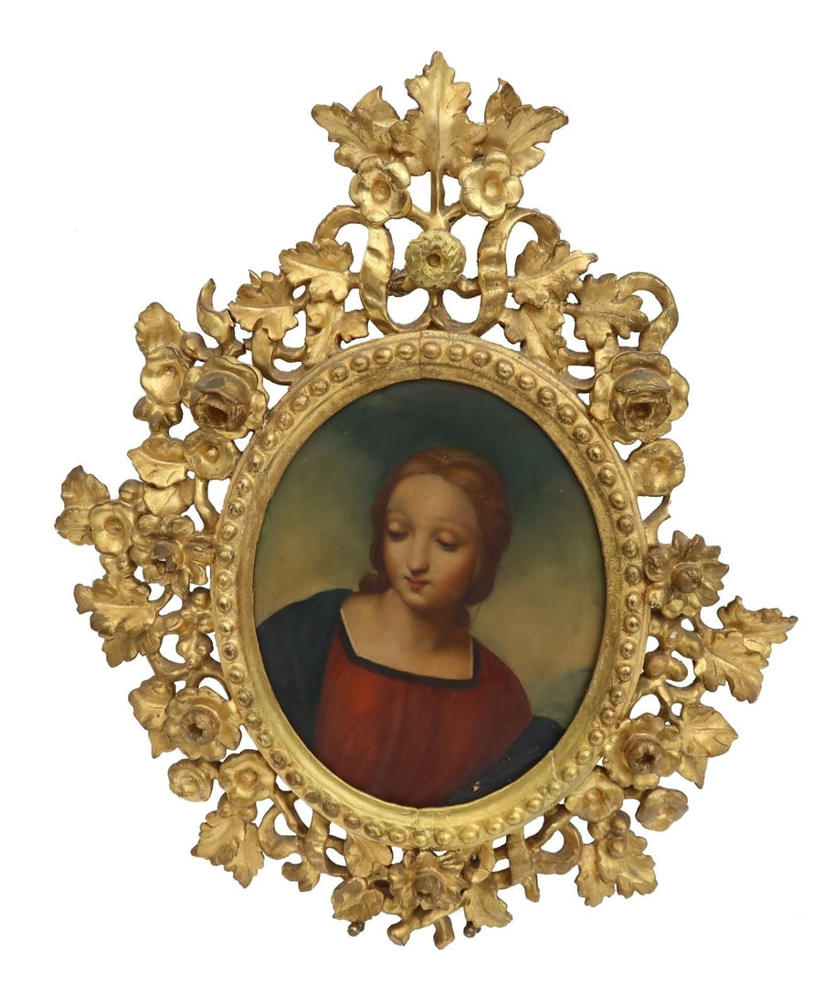 Hand Painted Oil on Board Portrait of Madonna del Cardellino after Raphael (1 of 12)
