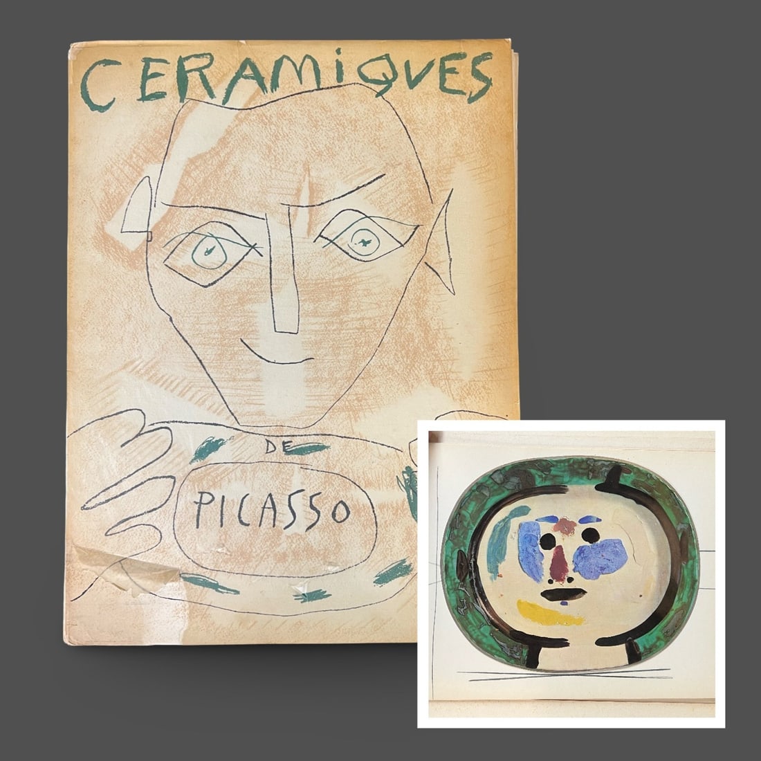 Suzanne Georges Ramie Ceramiques de Picasso 1948 18 color plates: Copy by Suzanne & Georges Ramie, ceramics de Picasso, folio of loose pages with color plates depicting Pablo Picasso's ceramic platters and chargers. Published Editions d'Art Albert Skira, Geneva 1948
