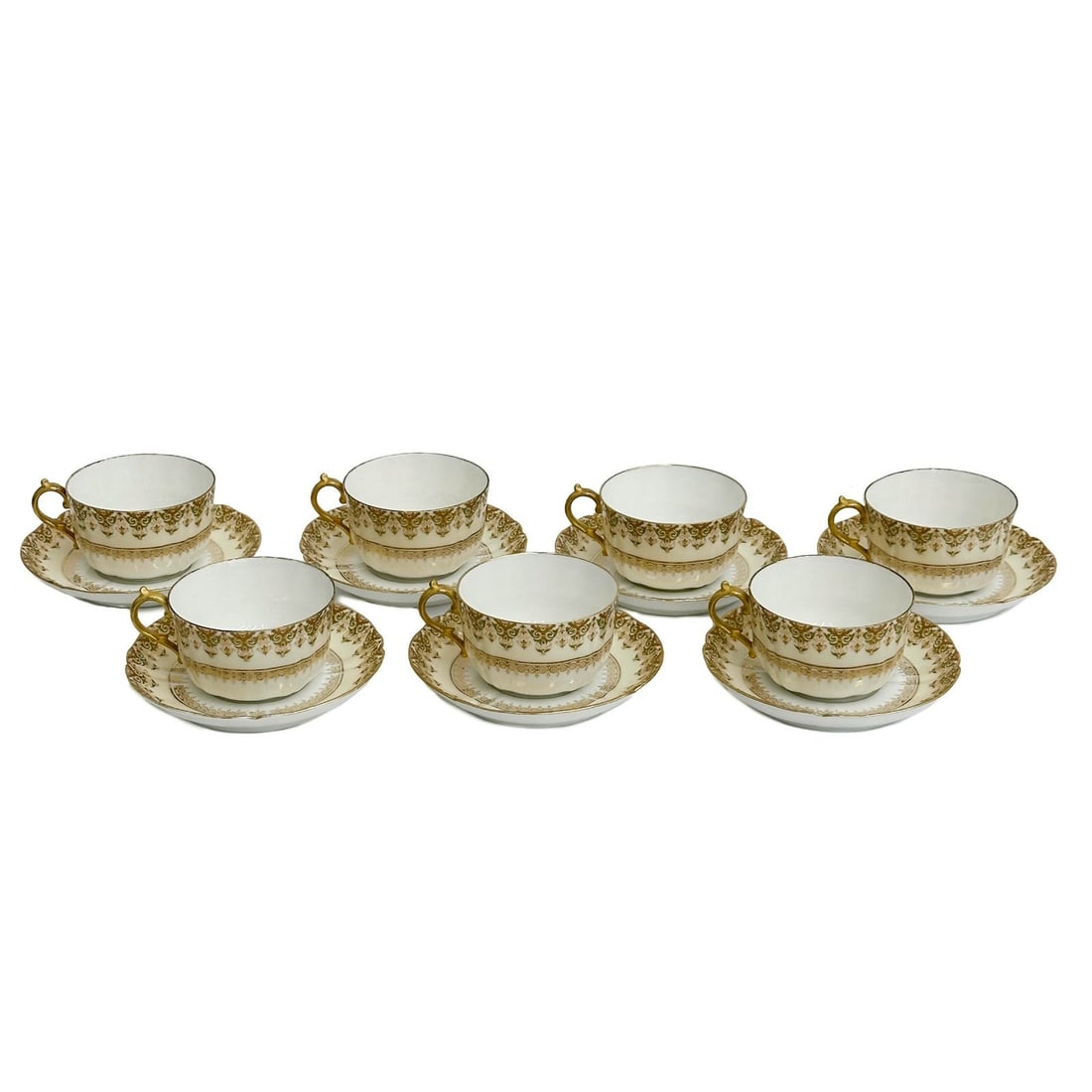 7 Redon Limoges France Porcelain Cup & Saucers circa 1900 (1 of 8)