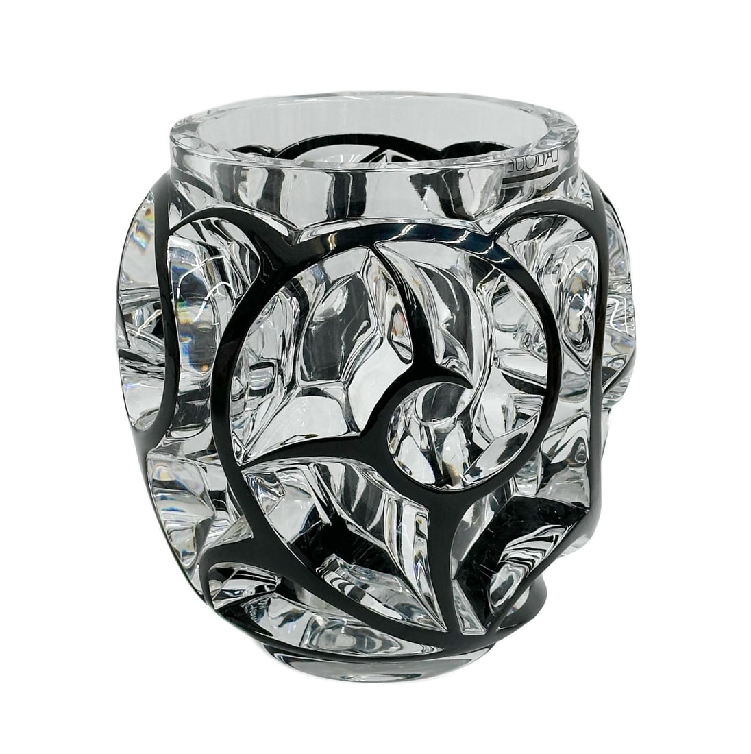 Lalique France Black Enamel Art Glass Tourbillons Vase Signed Ltd Ed/999 (1 of 9)