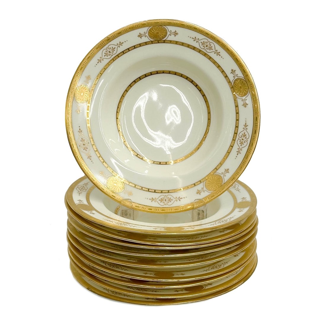 10 Minton England for Tiffany & Co Gilt Porcelain Soup Bowls circa 1925 (1 of 6)