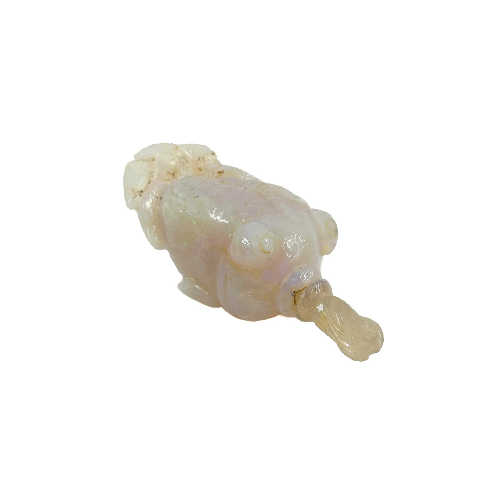 Chinese Hand Carved Opal Stone Fish Form Snuff Bottle (1 of 6)