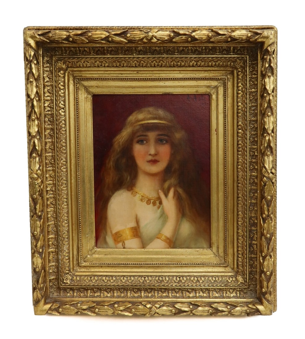 Angelo Asti (French/Italian 19th C) Oil on Canvas Painting of a Beauty 1900 (1 of 10)