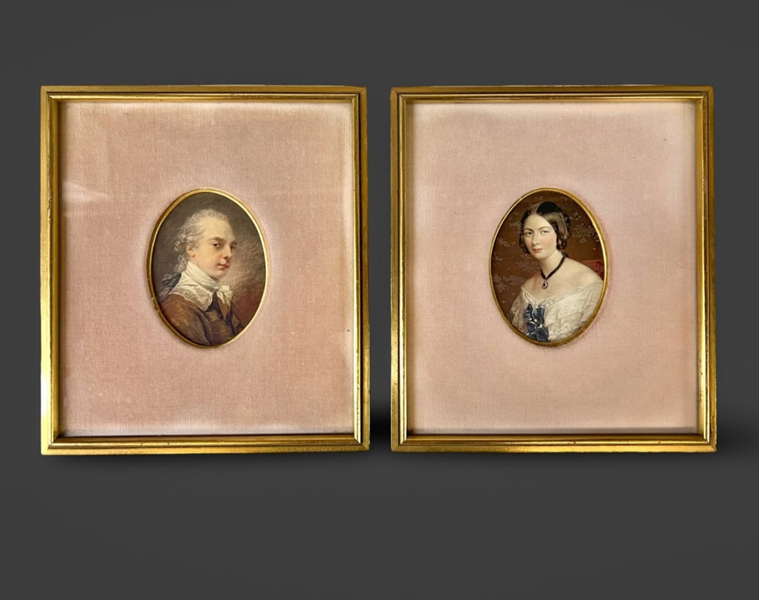 Two Austrian portrait miniature hand tinted lithographs c1920 (1 of 11)