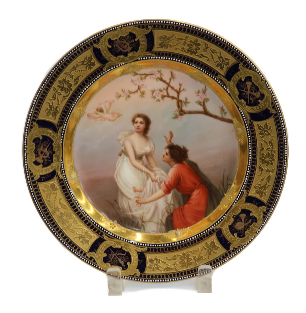 Royal Vienna Austria Hand Painted Porcelain Portrait Plate Love's Escape Signed (1 of 7)