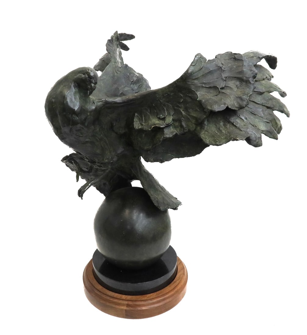 Sandy Scott (US b. 1943) Patinated Bronze Sculpture Dove on Sphere Ltd Ed 65 (1 of 11)