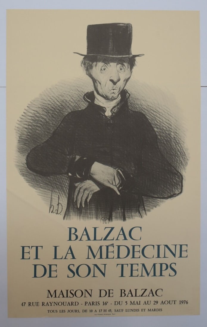 Vintage Exhibition Poster Balzac et la Medecine de Son Temps 1976 w/ Daumier (1 of 2)