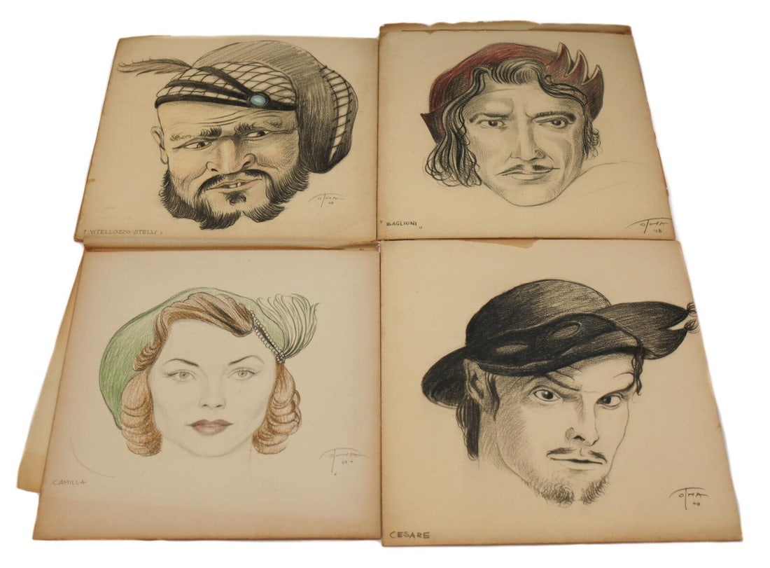 20 color drawings from 1948 movie Orson Wells Prince of Foxes Signed Otha (1 of 10)