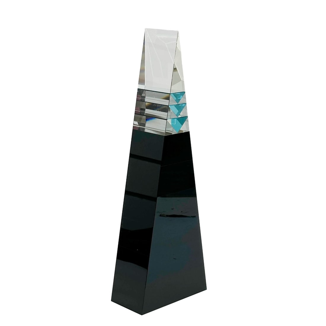 Jan Mares for Moser Czech Art Glass 16.5in Pyramid Sculpture 2001 Signed (1 of 7)