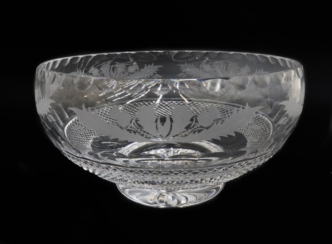 Edinburgh Scotland Crystal Cut Glass Centerpiece Bowl in Thistle (1 of 7)