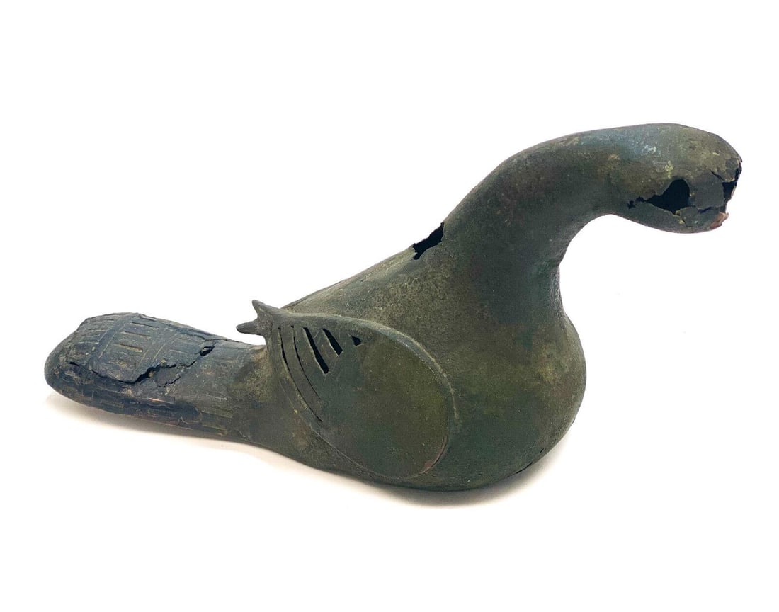 Bronze Archaic Incense Burner Formed Bird (1 of 6)