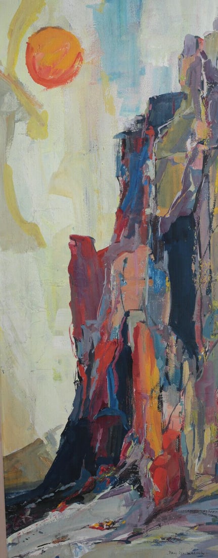 Fay McCulloch Mid Century Oil painting on board, Abstract Landscape (1 of 7)