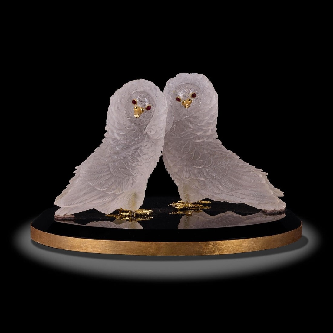 Luis Alberto Quispe Aparicio Carved Rock Crystal Quartz Pair Fancy Pigeons (1 of 10)