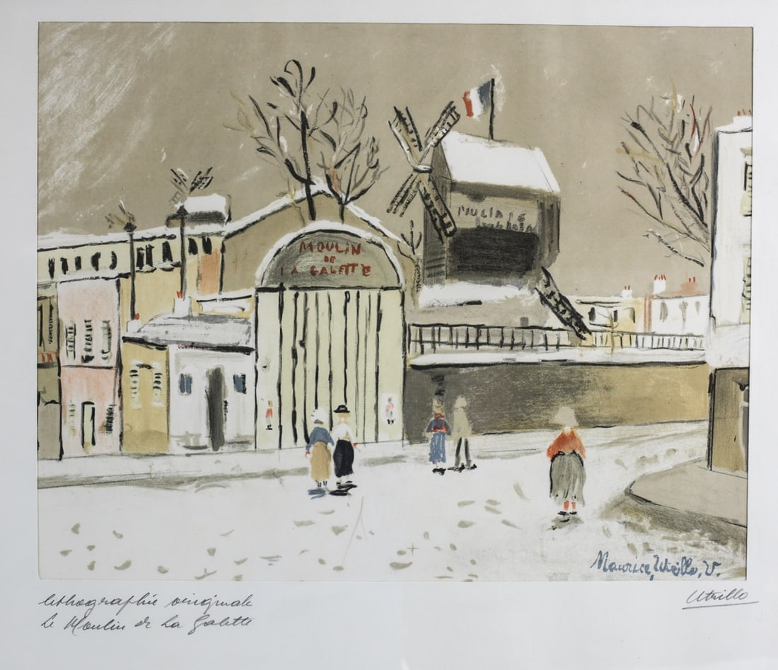 Maurice Utrillo (French 1883-1955) Lithograph "Moulin de la Galette", Signed (1 of 3)