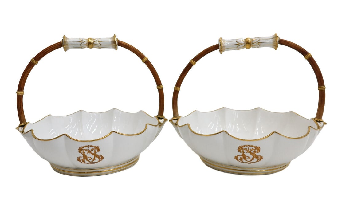 Pair Manufacture Sevres Handled Baskets Melonneire a Cotes 2e Grandeur 1859 (1 of 17)