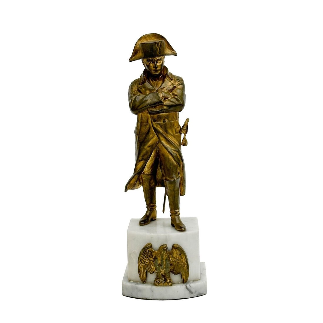 French Gilt Bronze & Marble Mounted Napoleon Miniature Sculpture B Rose c 1920 (1 of 6)
