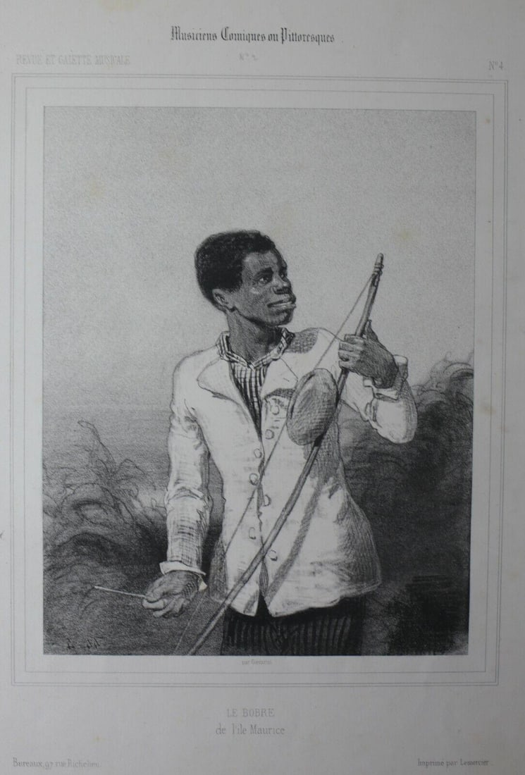 Paul Gavarni (French 1804-1866) Lithograph Musiciens Comiques ou Pittoresques: Gavarni, Paul (French 1804-1866) Lithograph on paper. Captioned, "Oiseau", from the series Musiciens Comiques ou Pittoresques, No.4. "Le Bobre de l'ile Maurice", published in Revue et Gazette Musicale