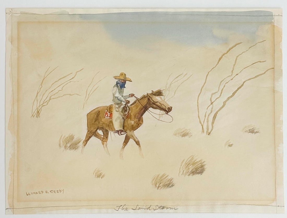 Leonard Howard Reedy American Watercolor Painting on Paper The Sand Storm (1 of 6)