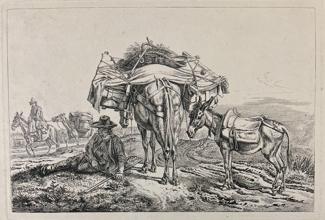Johann Adam Klein Etching beasts of burden 1832 (1 of 6)