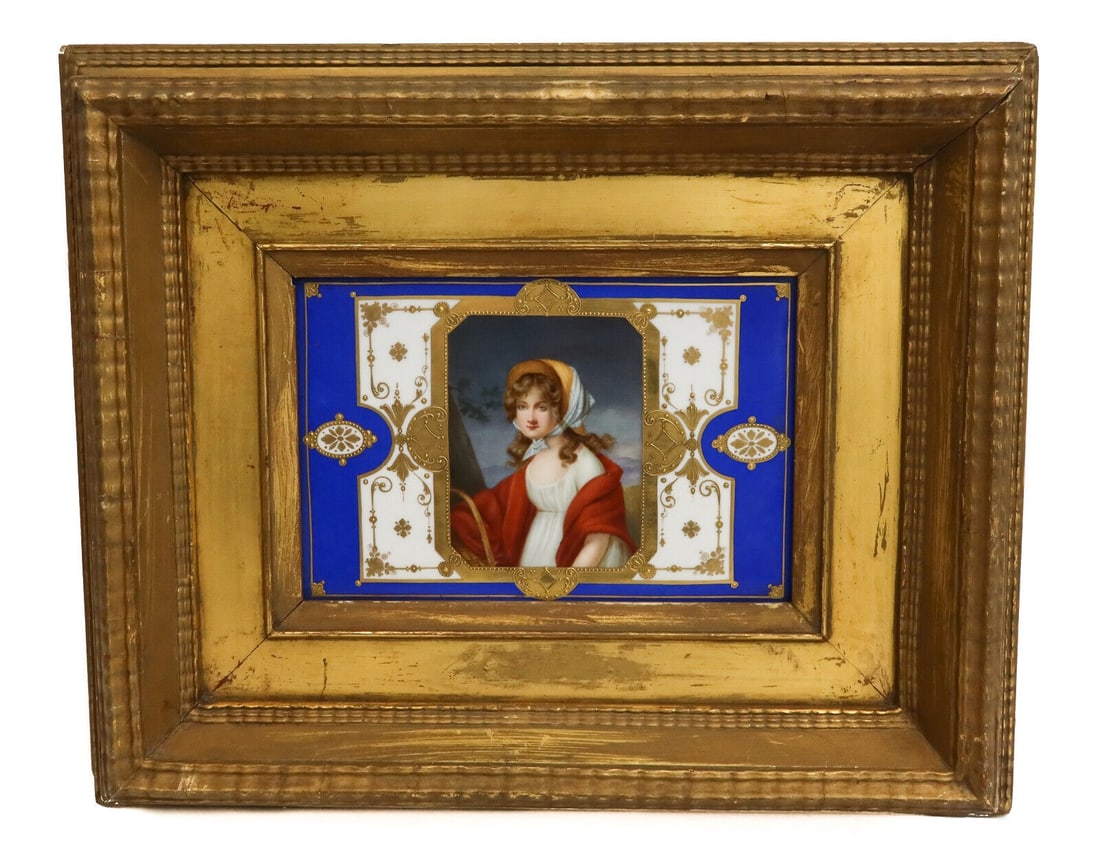 KPM Hand Painted Porcelain Plaque of a Beauty 19th Century Gilt Wood Frame (1 of 9)
