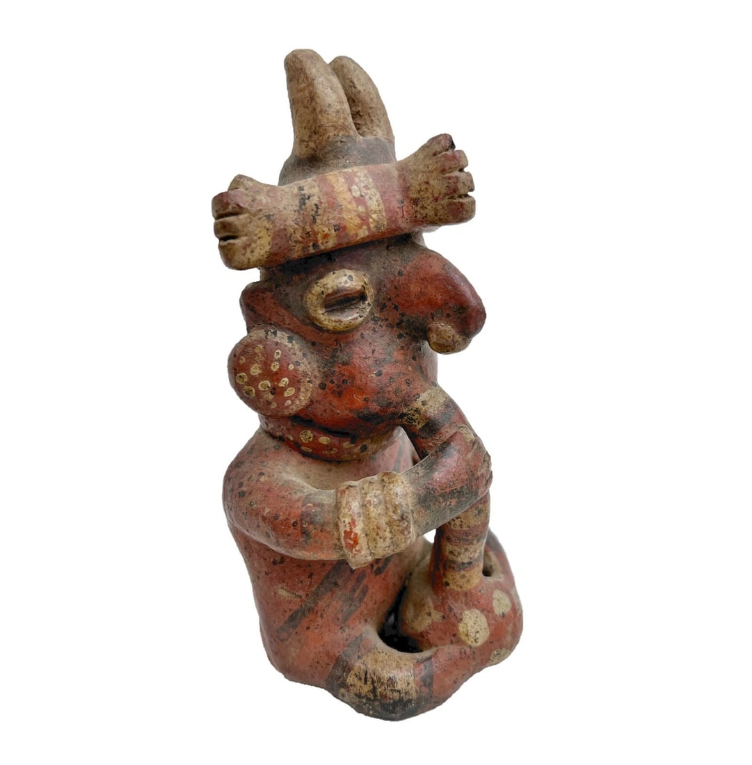 Pre-Columbian NAYARIT Seated Figure Playing Instrument (1 of 6)