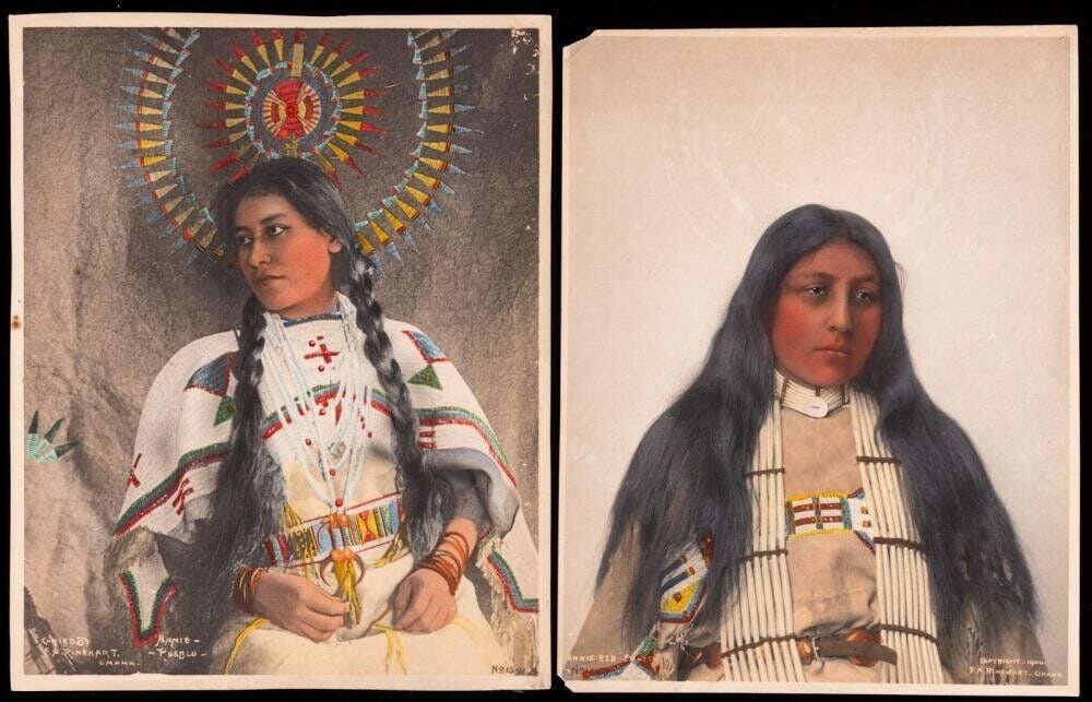 Frank Rinehart 2 Native American Color Tinted Portraits c1900 (1 of 1)