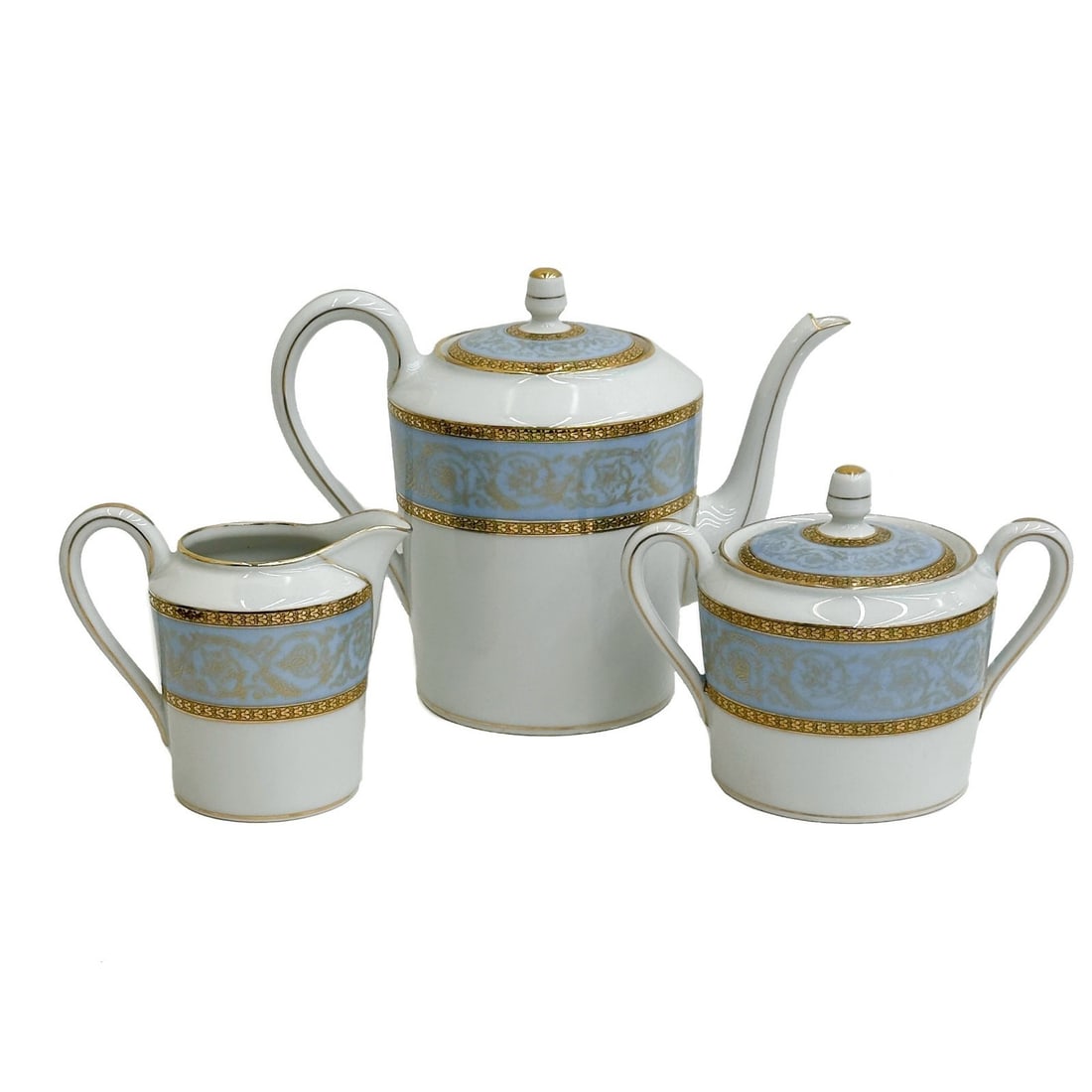 3pc Ch Field Haviland Limoges France Porcelain Tea Coffee Set Edith Blue c1920 (1 of 11)
