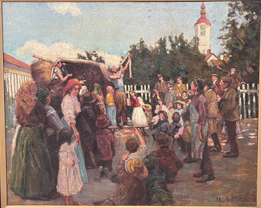 Max Michel Agostini (1914 - 1997) Oil painting on canvas, street scene (1 of 9)